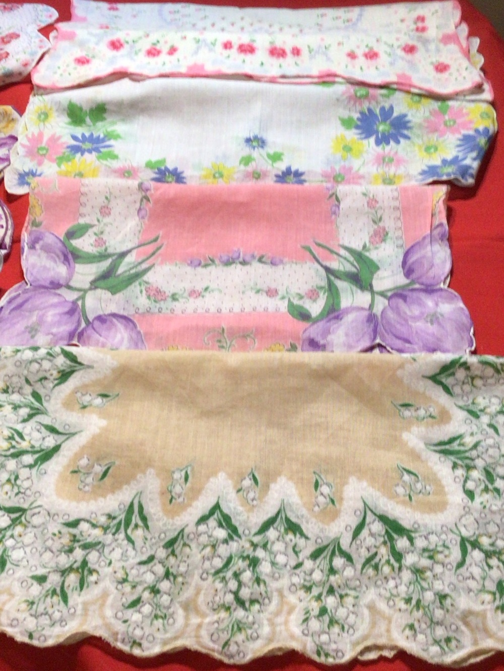 Lot 12 Vintage Hankies Scalloped edges